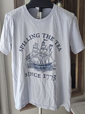 Spilling The Tea Since 1773 Ship Graphic Tee - Light Blue